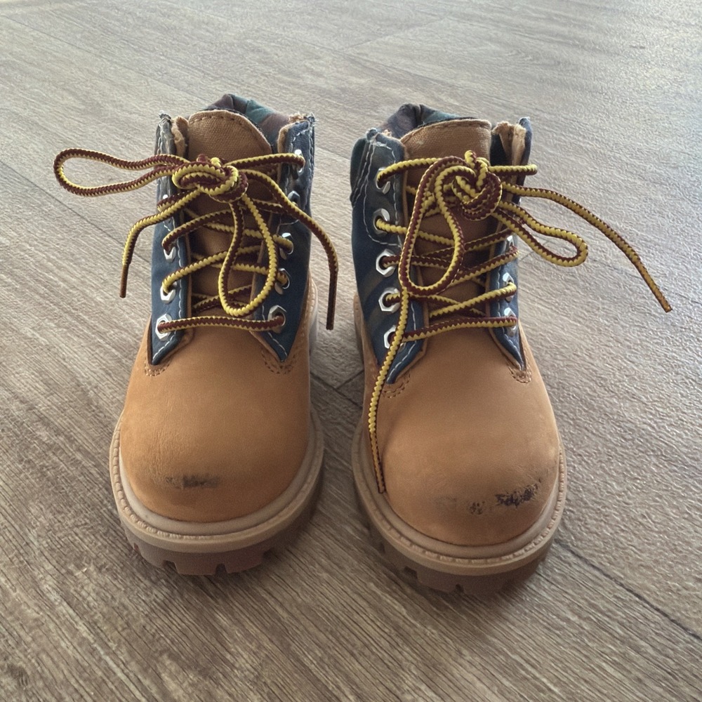 Timberland Heritage Boot Tan Camo Plaid 6 Inch Streetwear Toddler 5 A5RXT
